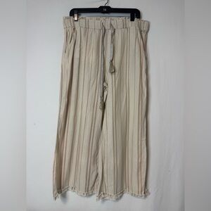 Beau Dawson Women's Tan Striped Linen Pants Size XL
